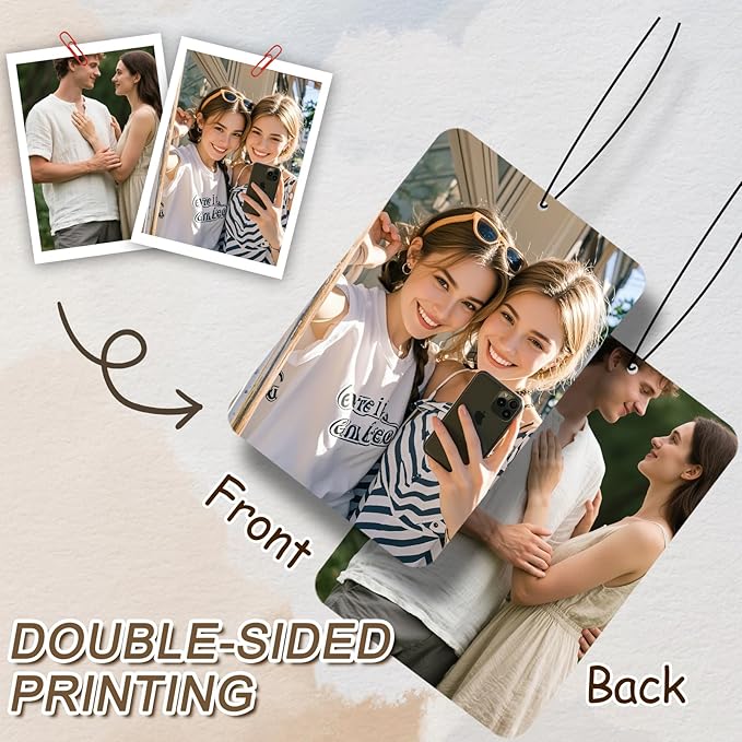Custom Air fresheners with Picture,Personalized Air Freshener for Car,Cute Hanging Car Air Fresheners for Women,Double-sided Photo Printing Hanging Car Scents 30 scents available