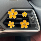 4PCS Daisy Flower Air Vent Clip Air Conditioning Outlet Clip Car Air Freshener Clip Car Interior Decor Charm Colorful Car Interior Accessories for Girls Women (Yellow)