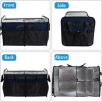 WOMACO Grill BBQ Caddy with Cooler Bag and Paper Towel Holder, Picnic Organizer for Utensil, Plate, Condiment, Griddle Caddy for Outdoor, Camper, Travel, Car, RV Must Haves (Dark Blue)