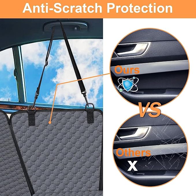 Mancro Dog Car Seat Cover, 2025 Upgraded 600D Heavy Duty Waterproof & Scratch-Resistant Dog Hammock for Car, Back Seat Pet Cover for Dogs with Sedan and SUVs, X-Large, Grey