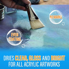 Gloss Varnish for Acrylic Painting, Artist's Acrylic Varnish, Non-Yellowing, Non-Toxic, Anti-Crazing, High Gloss Finish, Clear Coat for Artwork, for Pro & Hobby Artists