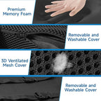 Lumbar Support Pillow for Office Chair, College Dorm Room Essentials, Memory Foam, Lower Back Support for Car, Back Pain Relief, Back Cushion for Chair with Adjustable Strap and Mesh Washable Cover