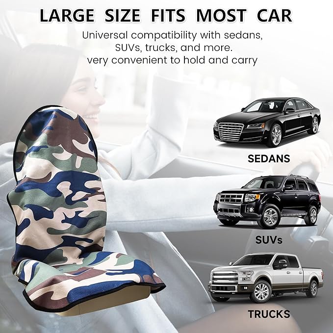 Car Seat Covers 2pcs Waterproof Towel Car Seat Cover Universal Fit for Most Trucks SUV Fitness Athletes Pets Gym and Water Sport，Camouflage