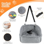 Dog Car Seat for Small Dogs,Detachable Washable Dog Booster Seat for Medium Dogs Under 30lbs, Pet Car Seat Travel Bed with Storage Pockets and Dog Safety Belt (Grey)