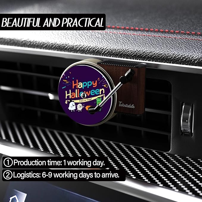Personalized Customized Photo Car Air Freshener，Double Sided Customized Car Fresheners，Custom Air Fresheners With Picture for Boyfriend、Dad、Mom、Music Lovers. (12pcs Halloween)