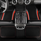 CAR PASS Leather Car Seat Covers Full Set with Waterproof Car Floor Mats,Airbag Compatible,Automotive Interior Covers for Cars Sedans,Trucks,Vans,SUV with Car Carpet Mats(Black and Red)