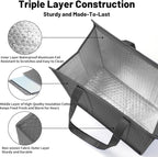 Insulated Grocery Bags with Zippered top Frozen Food Shopping Groceries Travel Insulated Tote Cooler Thermal Bags