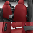 CAR PASS 3D Foam PU Leather Car Seat Covers Front Seats,Wine Faux Leather Front Seat Covers for Cars, Universal Fit for SUVs Trucks Vans Sedan Automotive, Armrest Airbag Compatible,Burgundy