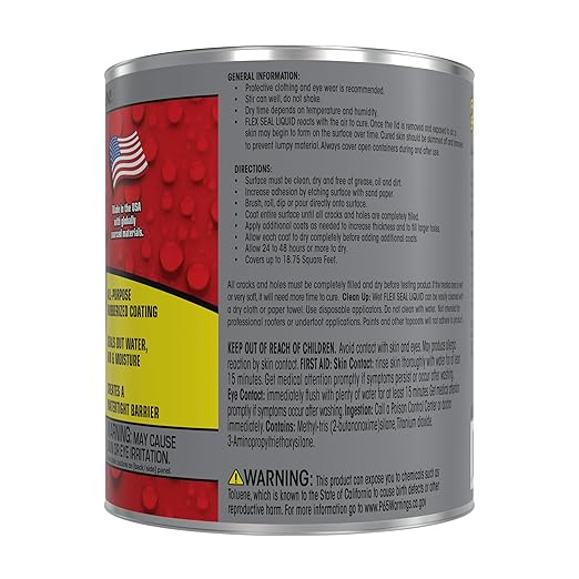 Flex Seal Liquid, Rubber Coating Sealant, Waterproof, Flexible, Breathable, and UV Resistant, Roof Repair, Basements, RV, Campers, Trailers, Marine, EPDM, Masonry, Gray, 16 oz