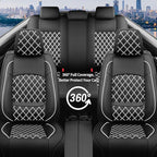 Santa Fe Seat Covers Custom Fit for Hyundai Santa Fe 2007-2026 (Only 5-Seat Version) - Full Set Premium Leather, Waterproof, All-Weather, Airbag Compatible, Car Seat Protectors (Whiteline)