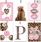 6PCS Leopard Initial P Car Air Freshener,Personalized Letter Car Accessories,Initial Gifts for Women and Men New Driver Auto Decor Rearview Mirror Hanging,Aromatherapy for Cars Interior or Locker