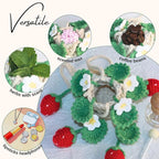 Handmade Crochet Hanging Car Air Freshener - Cute Strawberry Plant Design, 12ml Refillable Thick Glass Bottle, Car Diffuser for Rearview Mirror, Home & Office Decor