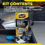 Meguiar's Heavy Duty Headlight Kit,This Headlight Restoration Kit Includes Headlight Cleaner, Ceramic Protection, Drill Backing Plate, Pads, & Towelettes, 18 Plus Months of Protection, Car Care Kit
