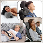 Dog Bone Shaped Travel Neck Pillow with Washable Removable Cover Have Loops on Either End for Car Bus Truck Driving Comfort Head Rest Support Neck Cervical Chiropractic Pillow (Gray)
