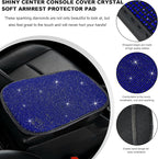 Bling Car Armrest Cover, 11.8"×8.5" Crystal Rhinestone Auto Center Console Protective Cover, Bling Charming Arm Rest Cushion Pad for Most Cars SUVs Trucks, Car Accessories (Black&Blue)
