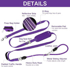 10FT Hands Free Dog Leash for Small Medium Large Dogs, Heavy Duty Reflective Dog Leash with Traffic Handle, Seat Belt Buckle & Poop Bag Holder (Purple)