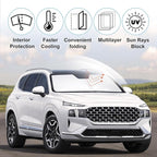 Windshield Sun Shade Custom Fit for 2019-2023 2024 2025 2026 Hyundai Santa Fe Accessories Foldable Sunshade Sun Blocker Protect Car from Sun Rays & Heat Damage Keep Car Cooler