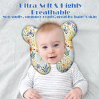 Baby Head Support Pillow for Newborn Toddler, Baby Neck Pillow Upgraded Comfortable Sleep Cushion for Car Plane Stroller Pushchair - Flower A