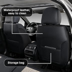 Black and Grey PU Leather Car Seat Covers - Luxury Waterproof Car Seat Covers with Lumbar Support, Non-Slip Base, Airbag Compatibility, Easy Installation and Cleaning