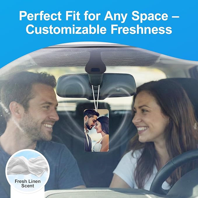 Instafreshener Custom Hanging Air Freshener | Oval Horizontal | Custom Air Fresheners with Picture or Text for Car, Closet, Bathroom, Locker & Office Décor