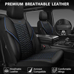 CAR PASS 3D Foam PU Leather Car Seat Covers Full Set,Luxury Breathable Faux Leather Seat Covers for Car,Anti Slip Universal Fit for SUVs Vans Sedan Truck Auto,Armrest Airbag Compatible,Black and Blue