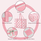 Checkered Insulated Grocery Bags 2 Pack, Checkerboard Cooler Shopping Bags for Groceries, Insulated Bags for Food Delivery