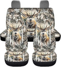 KEIAHUAN Car Seat Cover Full Set of 4 for Men Front Saddle Blanket Rear Split Bench Protection Cover Car Interior Accessories Decoration Fit Most Trucks, SUV or Vans American Flag Camo Deer Hunting