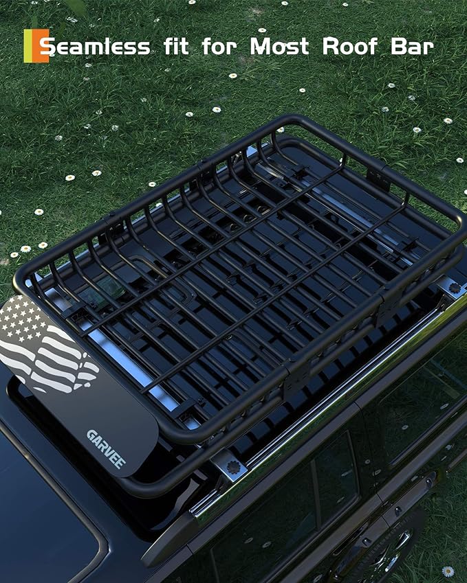 Garvee 64" x 39" Universal Roof Rack Basket, 200 Lbs Capacity Rooftop Cargo Carrier Basket with 21 Cubic Feet (52" x 39") Waterproof Luggage Bag, for Suvs, Trucks, Vehicles