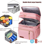 MIYCOO Lunch Bag & Lunch Box for Women Men Double Deck - Leakproof Insulated Soft Large Adult Lunch Cooler Bag for Work, Beach, Picnic, Camping, Travel (Pink,15L)