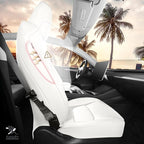 Tesla Model Y Seat Covers White Tesla Car Seat Cover 12pcs Waterproof Nappa Leather Seat Cover Fully Wrapped Customized for Tesla Model Y 2020-2024 (TY-White)