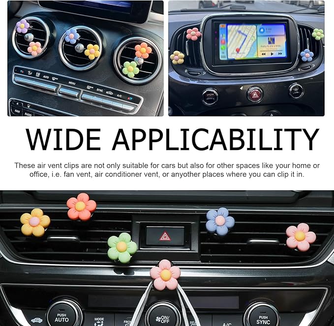 WZP 6PCS Car Air Vent Clips, Daisy Flower Vent Decor, Flower Air Freshener Auto Clips, Cute Flower Car Accessories for Women and Girls