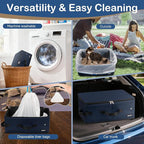 Portable Cat Travel Litter Box with Lid and 10 Pcs Disposable Liner Bags, Leak-Proof & Collapsible, Easy Clean Odor-Control Cat Travel Essentials for Car, Hotel, Airplane, Camping,Trips Navy