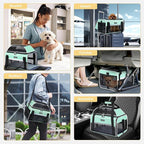 Lekereise Top-Expandable Pet Carrier 17x11x9.5 Inch Alaska Hawaiian Airline Approved Soft Sided Underseat to 12lbs Travel Carriers for Small Dogs and Cats with Locking Safety Zippers Anti-Scratch Mesh