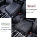 JDMCAR Center Console Cushion Compatible with 2015-2020 Ford F150 / 2017-2022 F250 F350 F450 and 2018-2024 Expedition Accessories, Customized PU Leather Armrest Cover Protector (Bucket Seat Only)