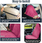 Car Seat Towel Cover, Universal Front Seat Protector for Cars, SUVs and Trucks, Sweat Towel Car Seat Cover for Gym, Yoga, Swimming, Pets and Family Travel, Dark Pink, 2 Pack