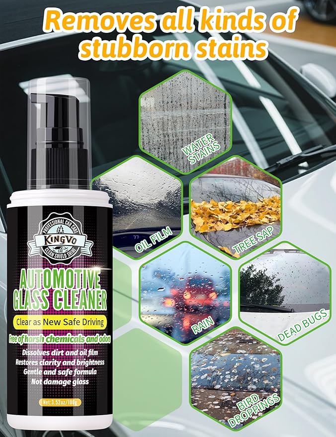 Kingvo Car Ceramic Coating, Car Spray Wax Graphene Polish Crystal Coating,Windshield Washer Fluid Window Cleaner Detailing Supplies Automotive Kit