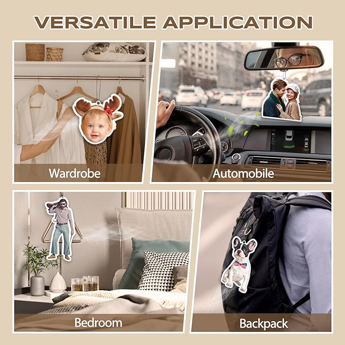 Custom Air Fresheners with Picture, Personalized Air Freshener for Cars, Customized Photo Gift with Scents for Family and Lovers