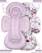 Infant Car Seat Insert with Extra Cushion for Preemie to Toddler, Reversible Newborn Carseat Insert for Baby Head Body Support, Fits for Stroller, Baby Swing, Bouncer (Purple Wildflower)