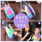 FIODAY Car Seat Belt Covers for Kids Unicorn Seat Belt Pillow Soft Seat Belt Cushion Adjust Seat Strap Pillow Head Neck Support for Children Boys Girls Travel, Rainbow