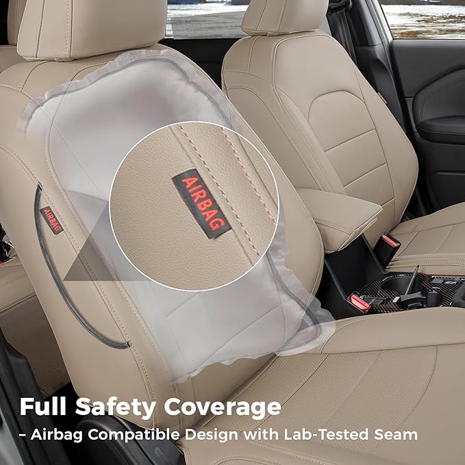 Full Set Forester Seat Covers Custom Fit for 2025 2026 Subaru Forester Base,Limited,Premium,Sport,Touring SUV,Fully Covered,Luxury Waterproof Leather Car Seat Protector,Armrest Cover Inclued(Beige)