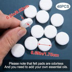 40Pcs Car Air Freshener Refill Felt Pads, 17.5MM/0.7inch Unscented White Air Freshener Replacement Pads Oil Perfumes Refill Tablets for Car Air Freshener Vent Clips Car Diffusers