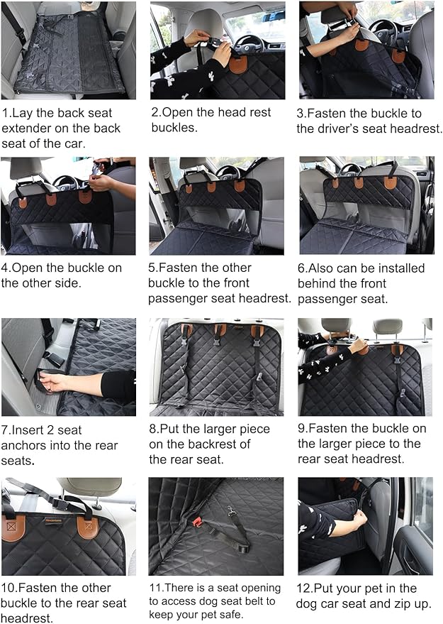 Paw Jamboree Large Dog Car Seat Cover for Back Seat Half Dog Hammock for Car for Large Dogs