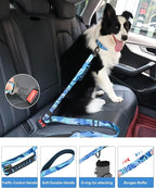 Hotsky Tactical Dog Leash Heavy Duty for Medium Large Dogs that Pull,4-6Ft Strong Bungee Shock Absorbing No Pull Dog Leash with Padded Double Handle and Car Seatbelt,Blue Camo