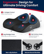 Gel Wedge Car Seat Cushion for Driving Relieves Tailbone Pain, Composite Gel Memory Foam for Cool & Support Comfort, Ergonomic Car Seat Pillow, Elevated Back for Wider Vision, Anti-Slip Design