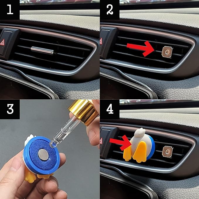 3D OM, Air Freshener Duck(blue) for car, Stylish Fun-3D Printing Plastic (eco PLA), Magnet and Clip Attach to various Objects(Car, Air-cleaner, Fridge, Microwave, Shelf) Solution is not included