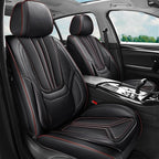 Car Seat Covers, Premium Leather Car Seat Covers, Waterproof and Breathable Seat Covers, Universal Car Seat Protector Fit for Cars, Trucks, SUVs, Pick-ups (Black&Red line, FullSet)