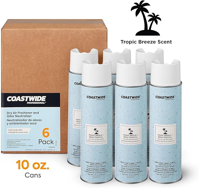 Coastwide Professional Air Freshener Aerosol, Tropic Breeze Scent, 10 Oz., 6/Carton