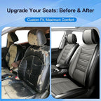Fit Ridgeline Car Seat Covers for Select Honda Ridgeline 2007-2026 - Premium Full Coverage Leather, Airbag Compatible, Waterproof & All Weather Seat Cushion Protector, Full Set, Black+Gray