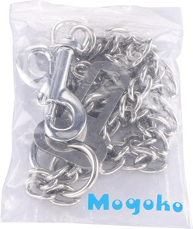 Mogoko Stainless Steel No chew Dog Car Seat Belt, Pet Vehicle Safety Restraint Cable, Heavy Duty Big Canine Dog Car Leash Strap with Double Clip and Latch Attachment-20 Inch