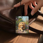 Vintage Golden Retriever Floral Air Freshener 4Pcs, Artistic Dog & Flower Field Air Freshener for Car Interior, Closet, Drawer, Books, Car Mirror Decor Hanging, Gift for Dog Lovers